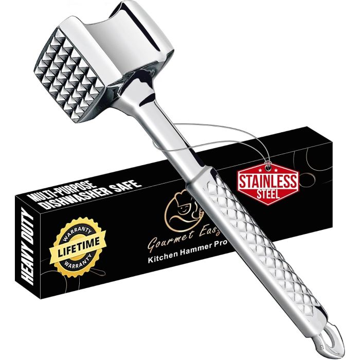 Ablandador de Carne de Acero Inoxidable Gourmet Easy con Mango Antideslizante