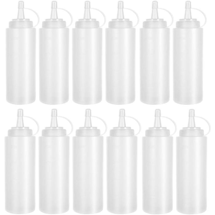 12 Botellas de 240 ml de Plástico para Salsas