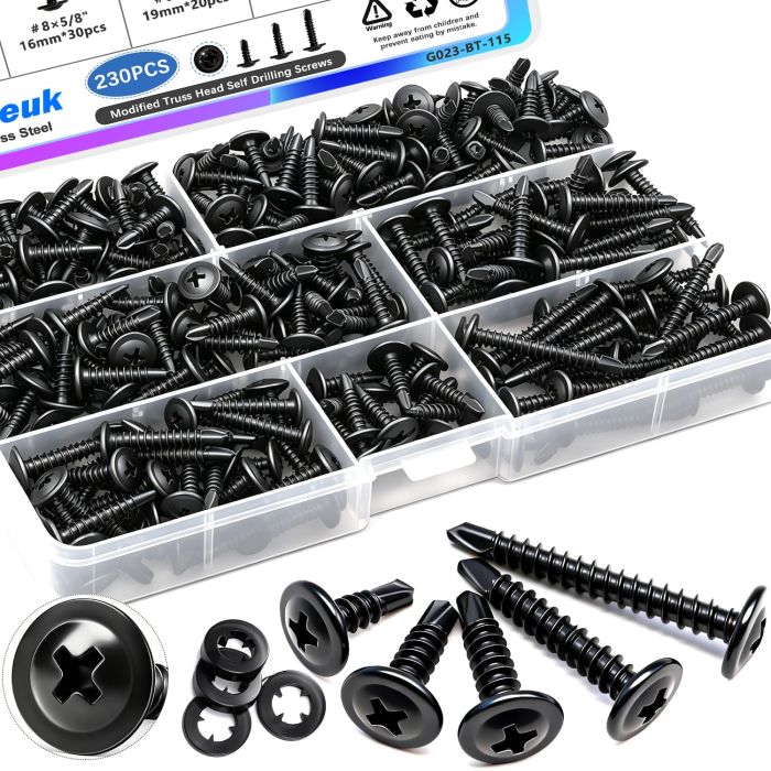 Tornillos Autorroscantes #8 Acero Inoxidable 230 Piezas con Arandelas