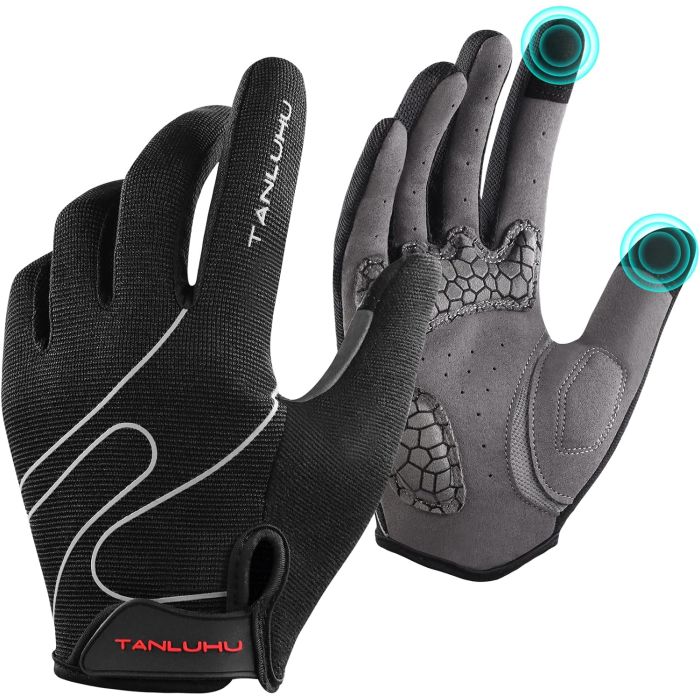 Guantes de ciclismo para hombre y mujer, talla L, negro