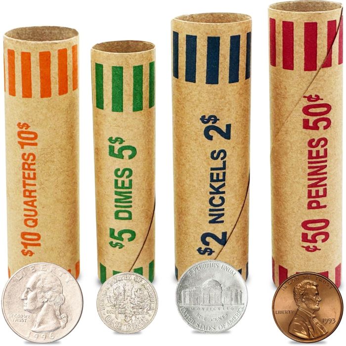 128 piezas rollos para envolver monedas variados