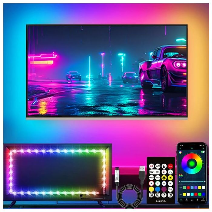Tira LED para TV 45-75 Pulgadas, Sincronización Música Bluet