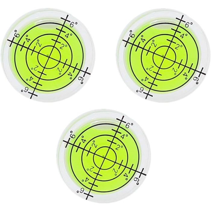 3 Niveles de Burbuja Circulares 32x7mm de Acrílico