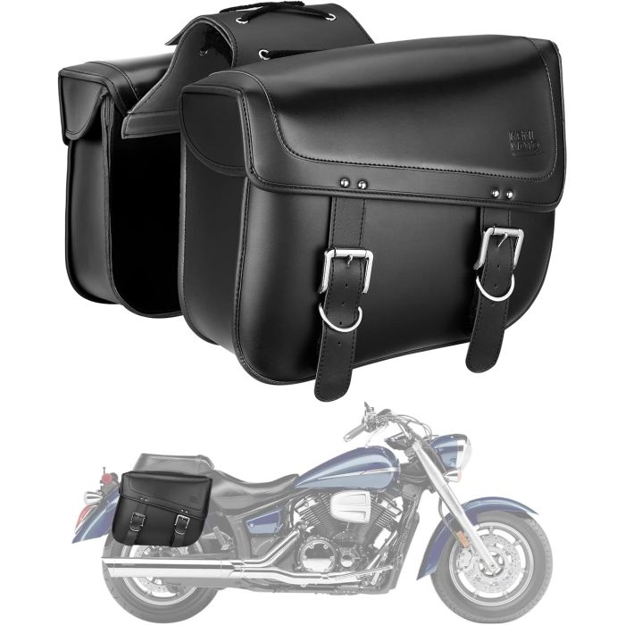 Alforjas de motocicleta KEMIMOTO 30L en cuero PU negro