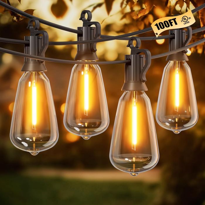 Brightown Luces de Cadena Exterior 100FT LED ST38 A Prueba de Agua