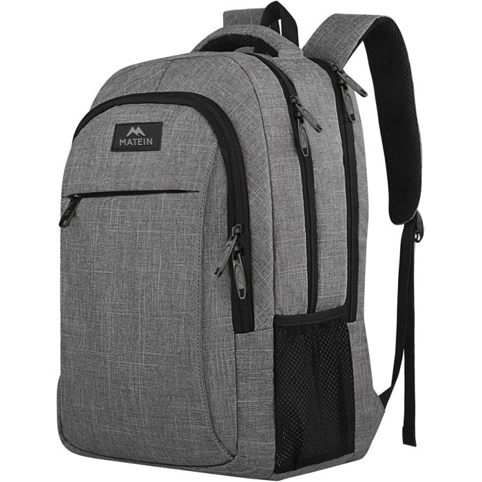 Mochila para laptop MATEIN antirrobo viaje 15.6 pulgadas gris
