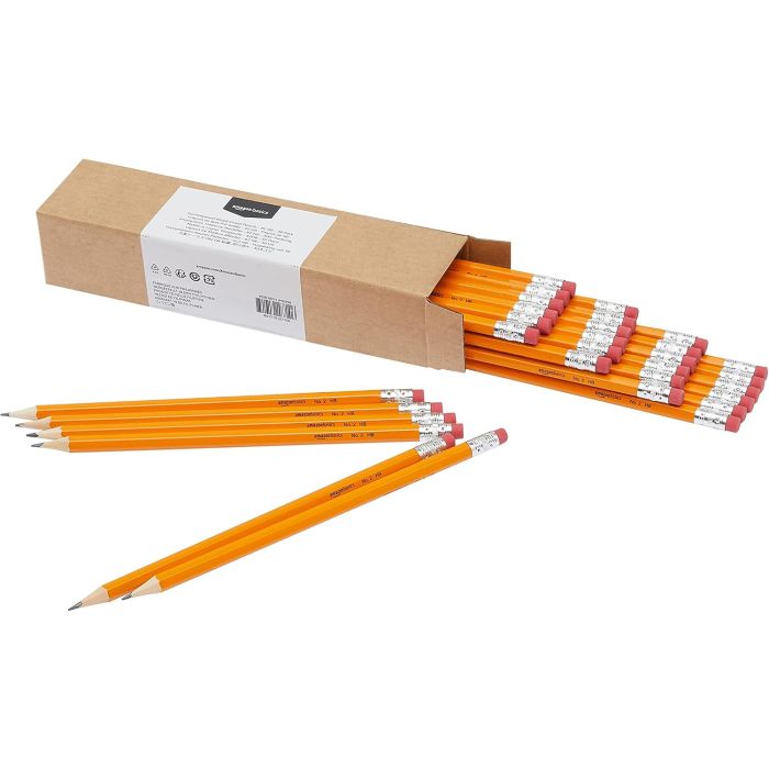 Lápices Amazon Basics Madera #2 HB con Borrador, 30 Unidades