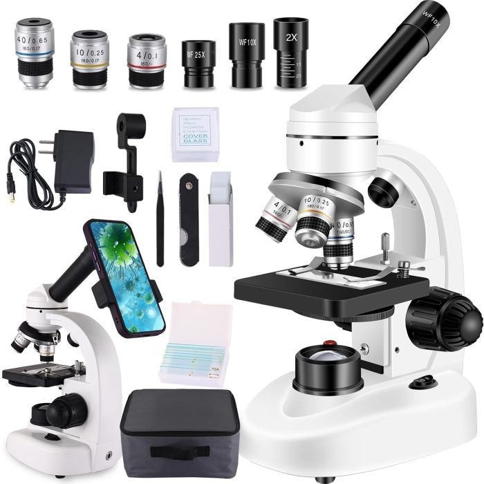 Microscopio compuesto con oculares WF10x y WF25x