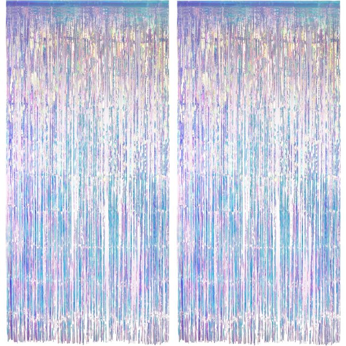 Fondo de fiesta iridiscente 3.2ft x 6.5ft 2 piezas