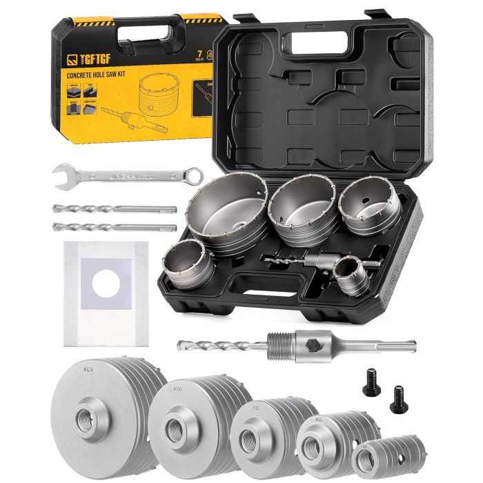 Broca para concreto con kit de 15 piezas, tamaño de 40 a 125 mm, acero aleado con perforadora SDS Plus