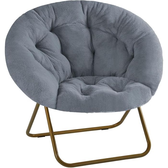 Sillón Plegable Descanso Redondo Peluche Gris