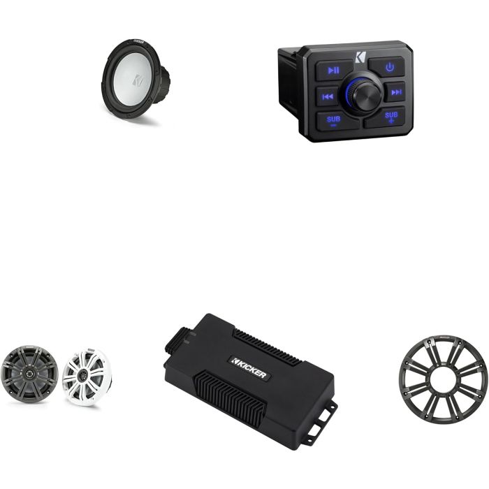 Kit Kicker Power Sports: Bluetooth, Amplificador 4Ch, Subwoofer 10" y 2 Parlantes 6.5"