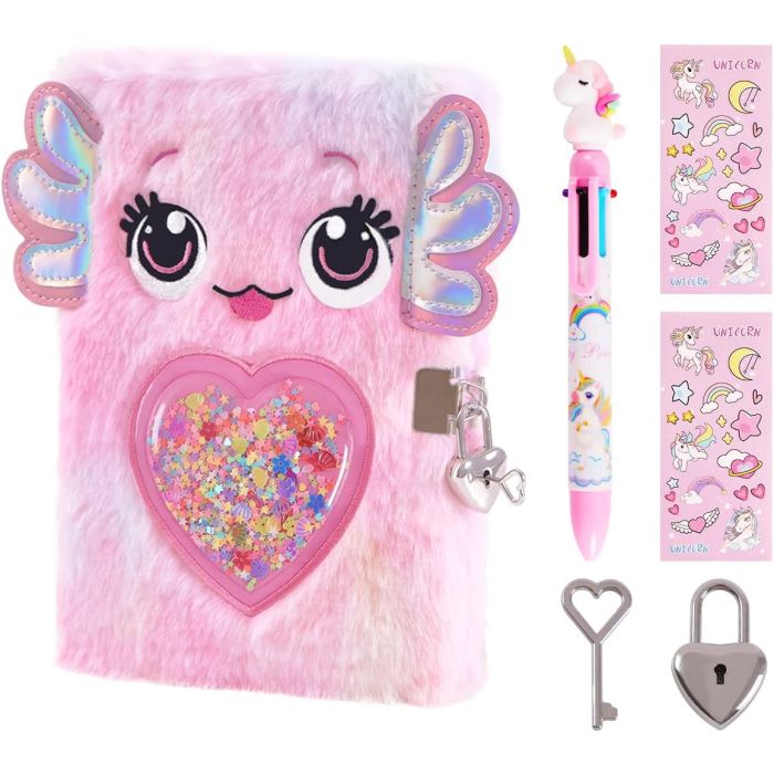 Cuaderno Diario Axolotl con Candado y Llaves para Niñas