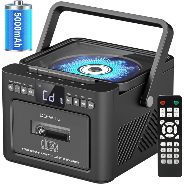 Reproductor Boombox Cassette CD Bluetooth FM Control Remoto
