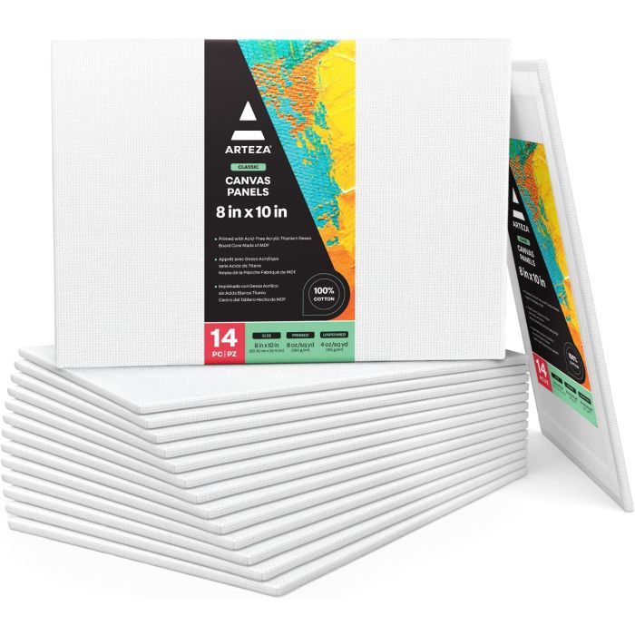 Paneles de lienzo ARTEZA, 8 x 10 in, pack de 14