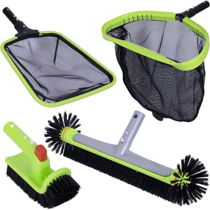 Kit Deluxe de Limpieza para Piscina con Red Profesional y Cepillos
