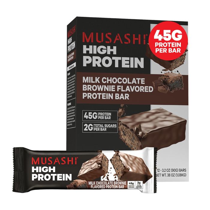 Barra de Proteína Musashi High Protein 45g Chocolate Brownie 12 unidades