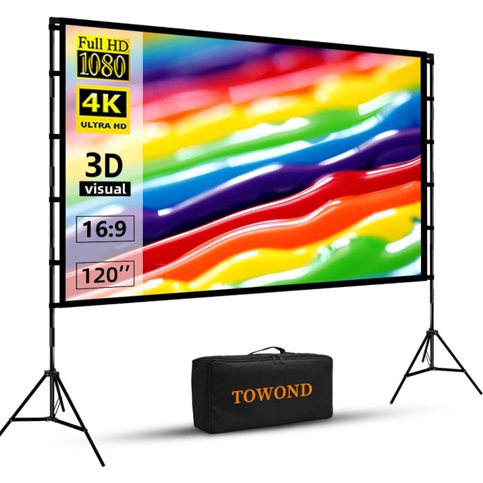 Pantalla Proyector 120 Pulgadas con Trípode 4K HD