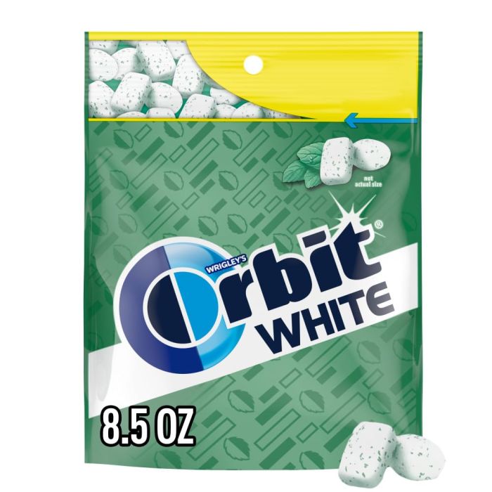 Chicle Orbit White Sabor Menta Dulce Sin Azúcar, Paquete de 120 Unidades