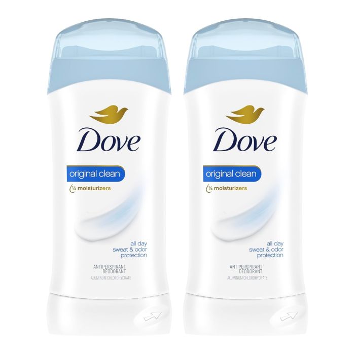 Dove Antitranspirante Desodorante Invisible Solid Original Clean 2.6 oz Pack de 2