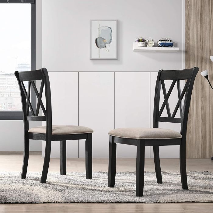 Silla de Comedor Windvale Tapizada, Juego de 2, Negra