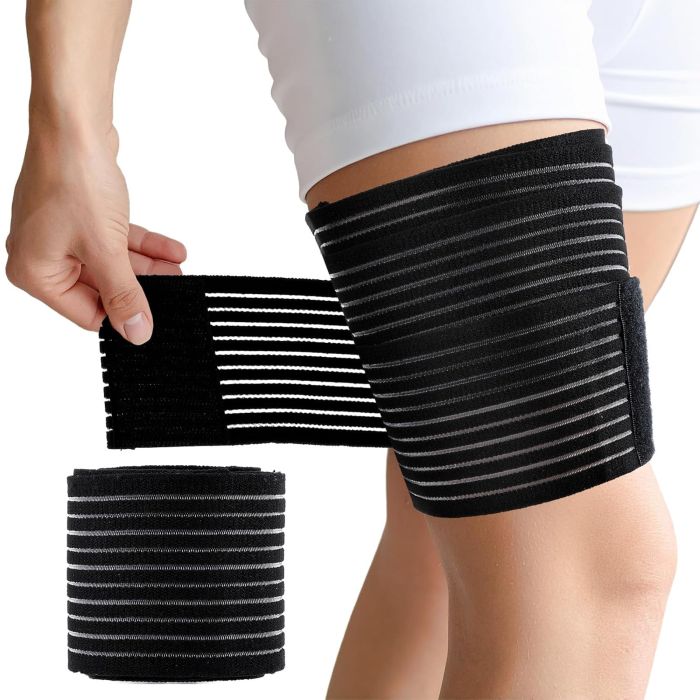 Funda de compresión para muslo Ymapinc, ajustable, para venas varicosas, negra, 1 pieza