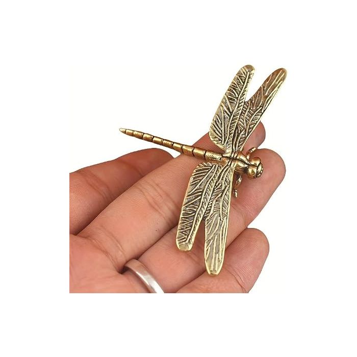 Figura Decorativa de Libélula de Latón Vintage - Adorno para Hogar y Oficina