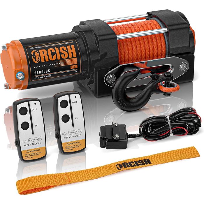 Winche Eléctrico ORCISH 3500 lb 12V DC para ATV/UTV con Control Remoto