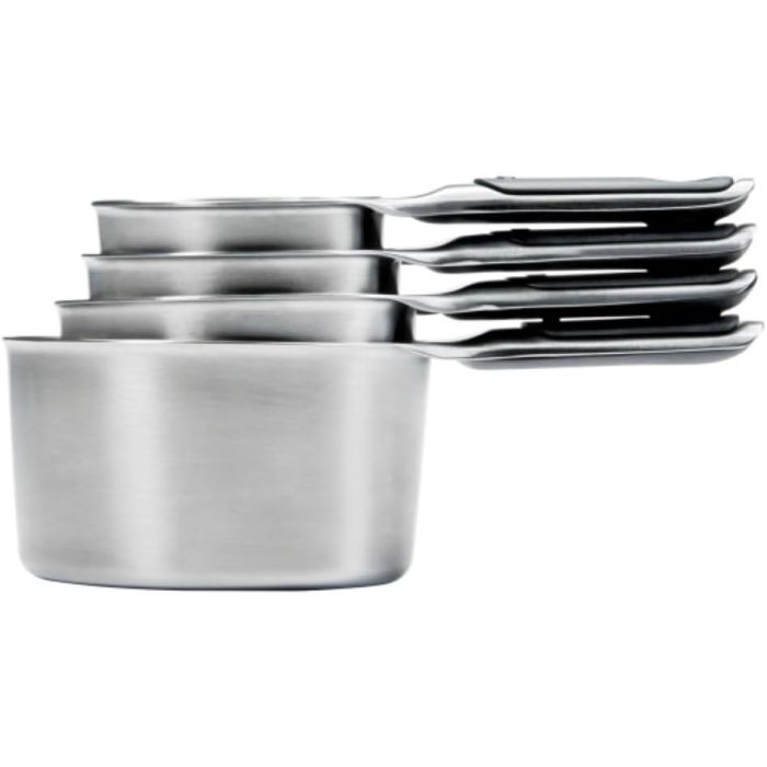 OXO Good Grips Juego de 4 Tazas Medidoras de Acero Inoxidable con Imanes