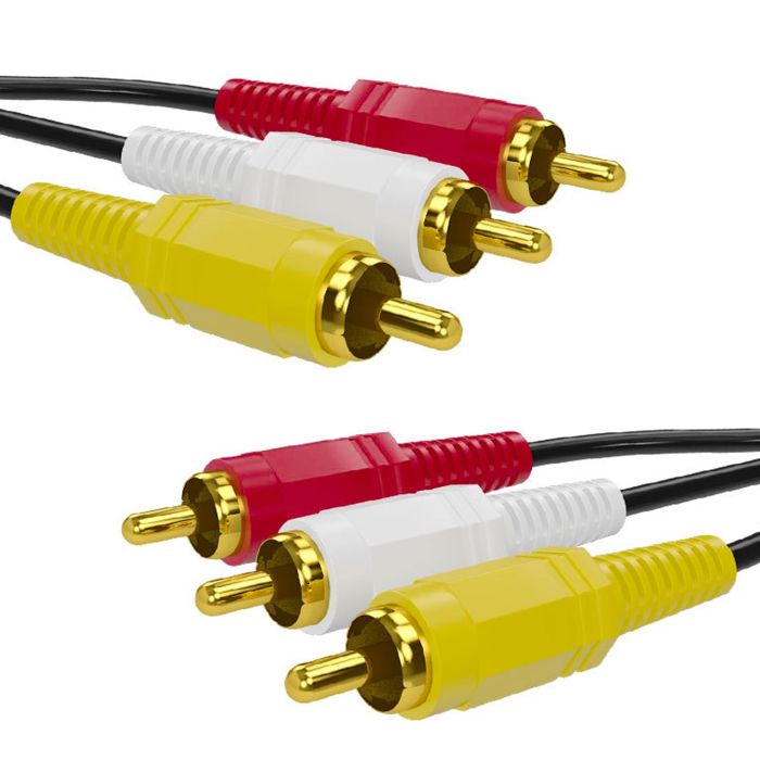 Cable RCA AV 3x3 macho 4.6 pies con conectores dorados