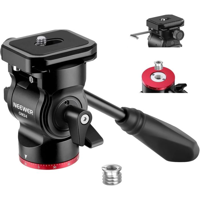 Cabezal de trípode fluido Neewer GM24 rojo