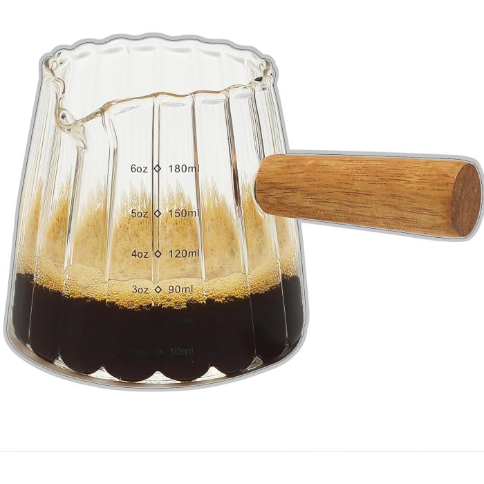 Vaso medidor de espresso de vidrio borosilicato 6 oz