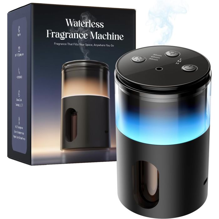 Difusor de Aromas Sin Agua Pmsusoow WX-02 con Luz LED, Negro