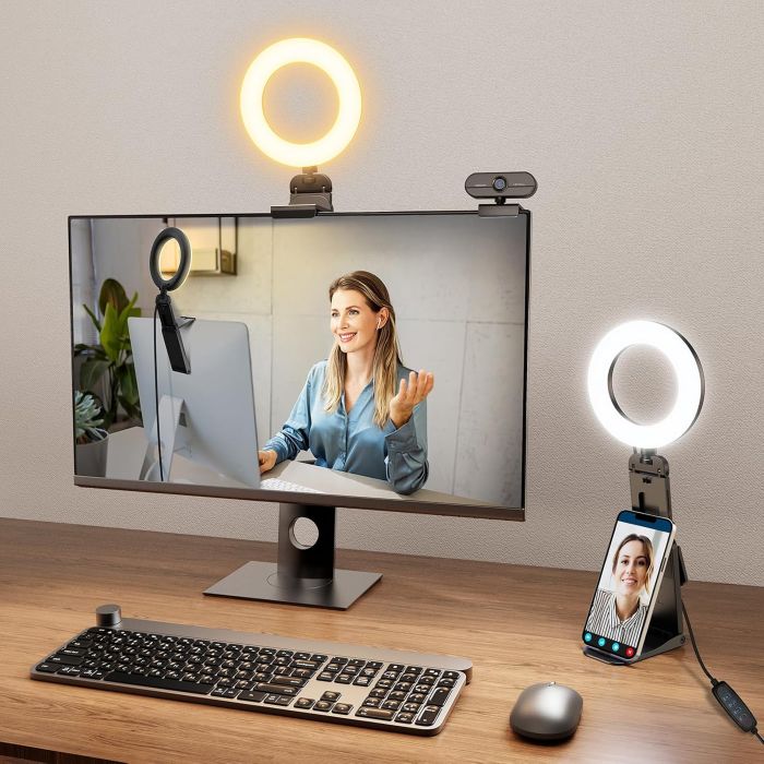 Ring Light para Laptop con Clip y Soporte, Luz LED 5"