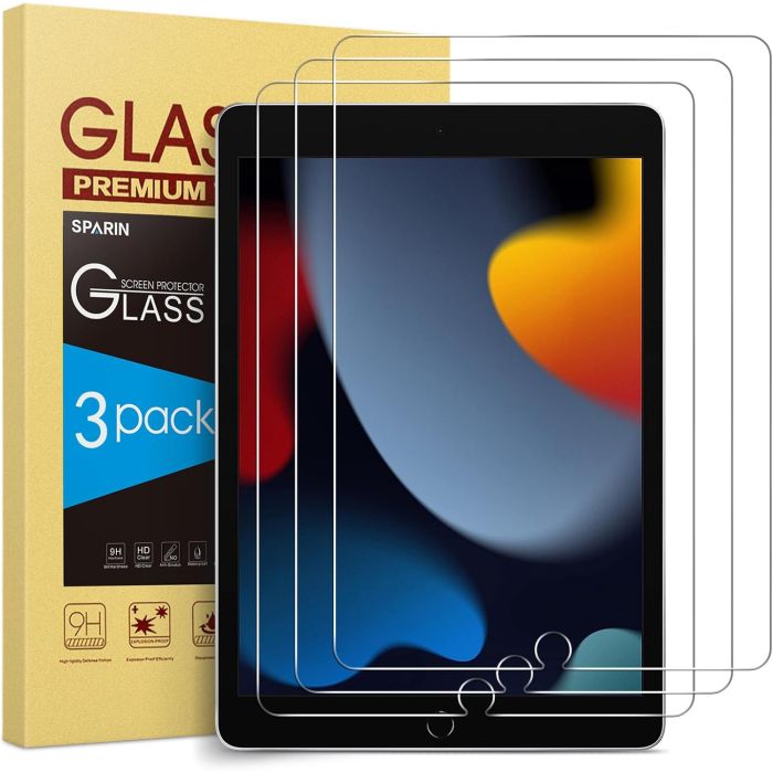 SPARIN 3 Pack Protector de Pantalla para iPad 9th 8th 7th Generation 10.2 Pulgadas