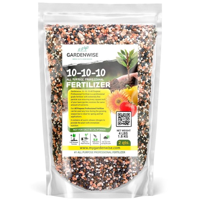 Fertilizante Granulado 10-10-10 de Liberación Lenta para Plantas - 2 Cuartos