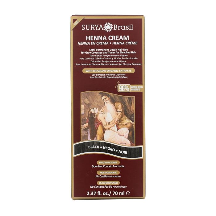Surya Brasil Henna Cream Black - 96% Ingredientes Naturales, Vegano, Sin Crueldad