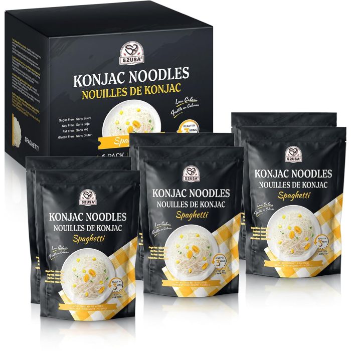Fideos Konjac Shirataki 52USA - Bajo en Carbos, Sin Gluten - 6 Paquetes