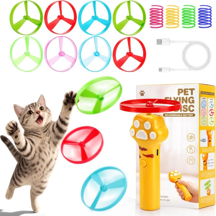 Lanzador de Discos para Gatos Recargable BABORUI Amarillo