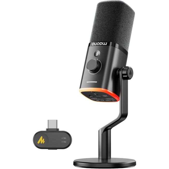 Micrófono Dinámico Inalámbrico USB con RGB para PC