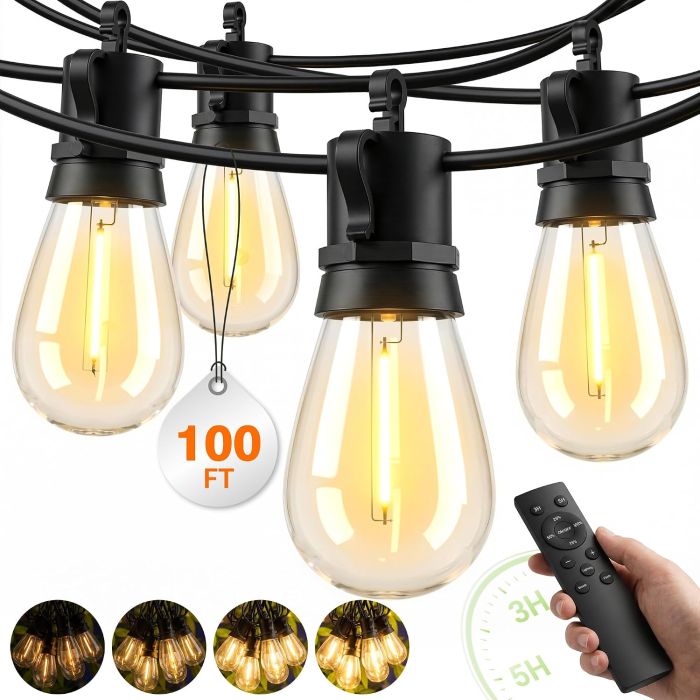 Luces LED Exteriores Impermeables 100FT Regulables con Control Remoto