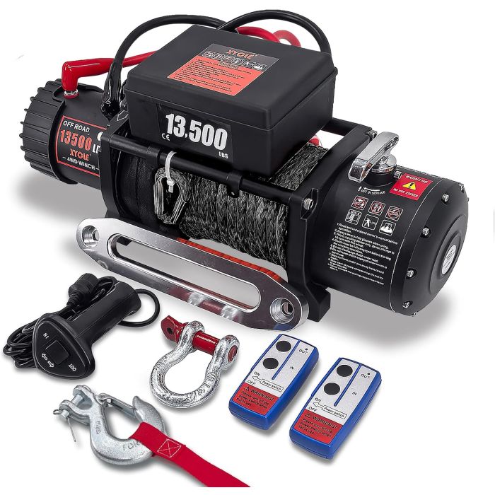 Winche Eléctrico 13500lbs 12V, Soga Sintética, Control Remoto
