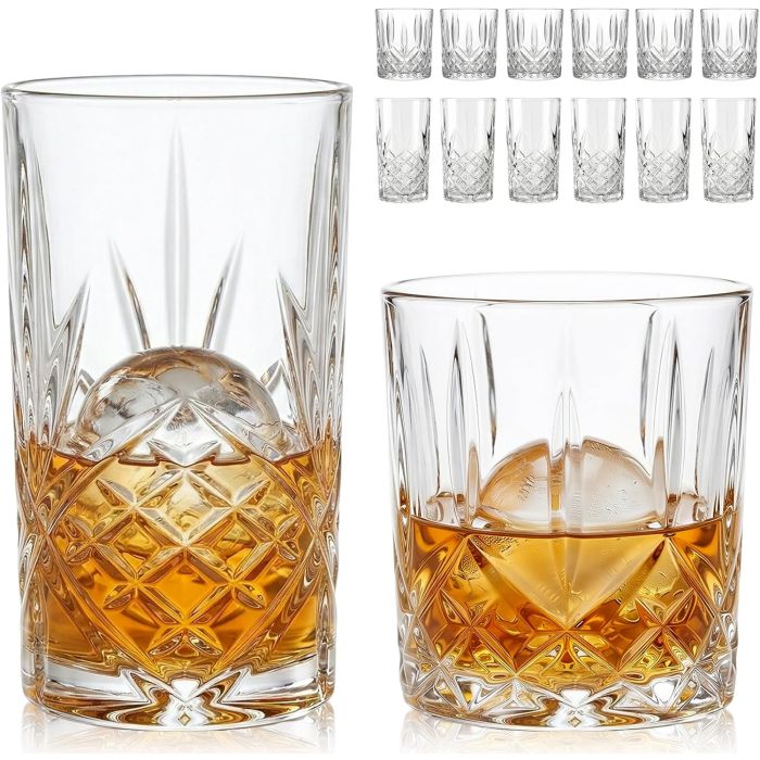 Set de 12 Vasos de Cristal Moretoes para Whisky y Cócteles