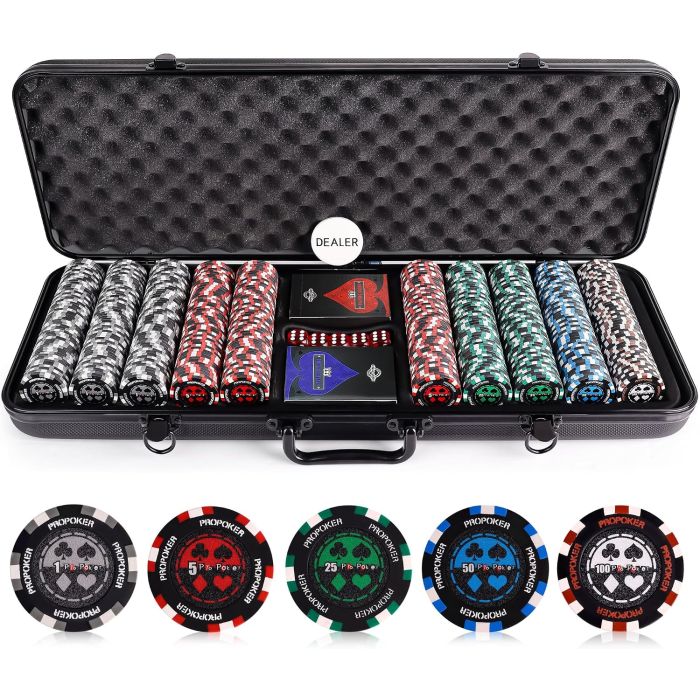 Fichas de Poker Versa Games Pro, 13.5g, 500 piezas, set casino, con numeración