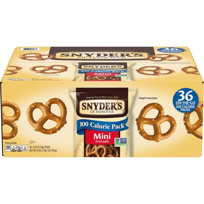 Pretzels Mini Snyder's of Hanover, Packs Individuales 100 Calorías, 36 Unidades