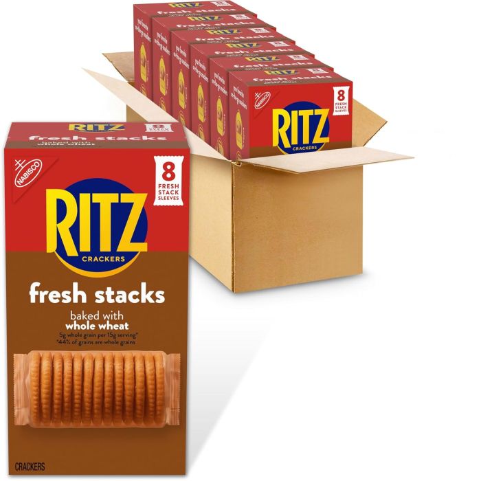 Galletas RITZ Fresh Stacks Whole Wheat, Pack de 6 cajas