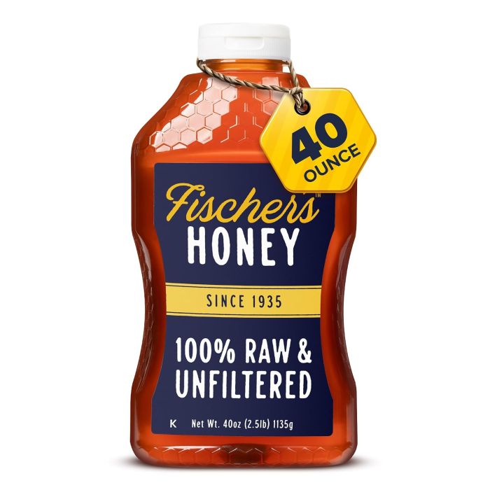 Fischer's Miel Cruda 100% Pura, Sin Filtrar - 40 oz