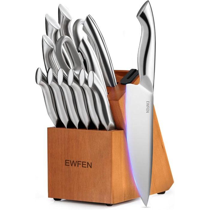 Set Cuchillos Cocina 15 Piezas Acero Inoxidable Base