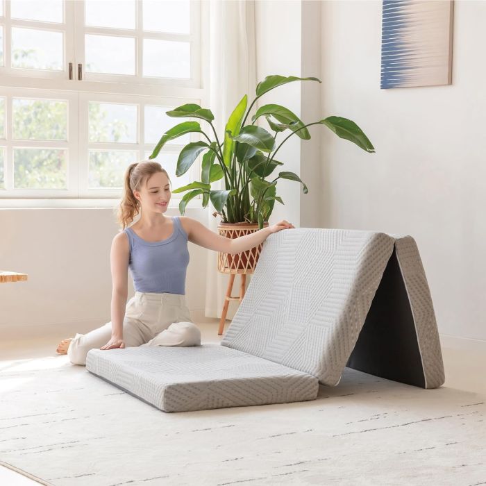 Colchoneta Plegable de Espuma Viscoelástica MLILY 75x25x4 pulgadas Gris