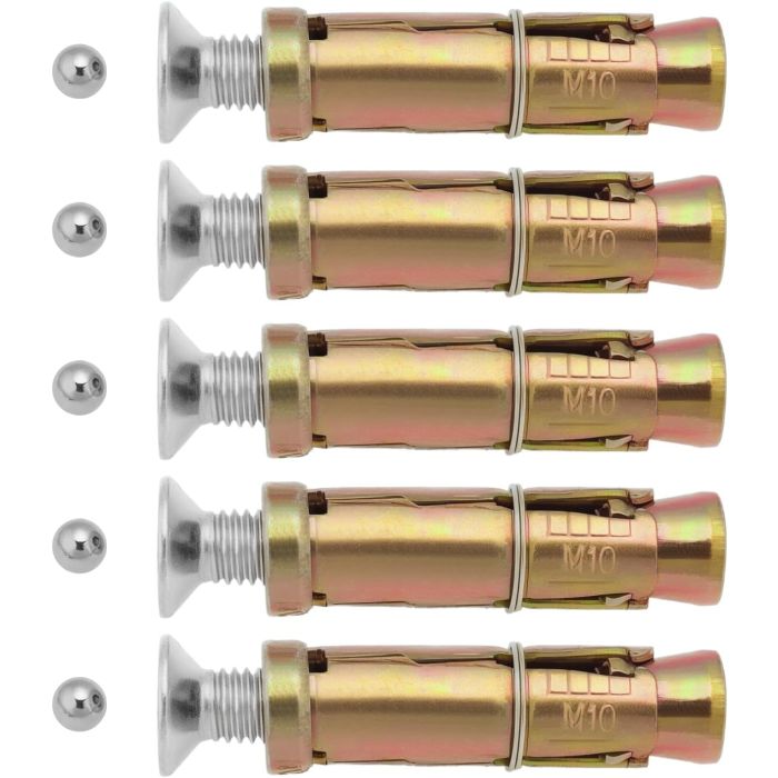 5PCS M10 Anti-Theft Security Bolts M10 x 70mm Expansion Bolts Security Anchor Bolts Suitable for Fixing Concrete Stone with 6mm Steel Balls